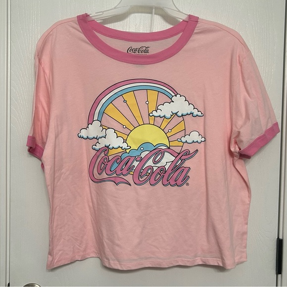 Coca-Cola Women's Pink Ringer T-Shirt and Lounge Pajama Set Size 2X 18W-20W - Picture 4 of 5